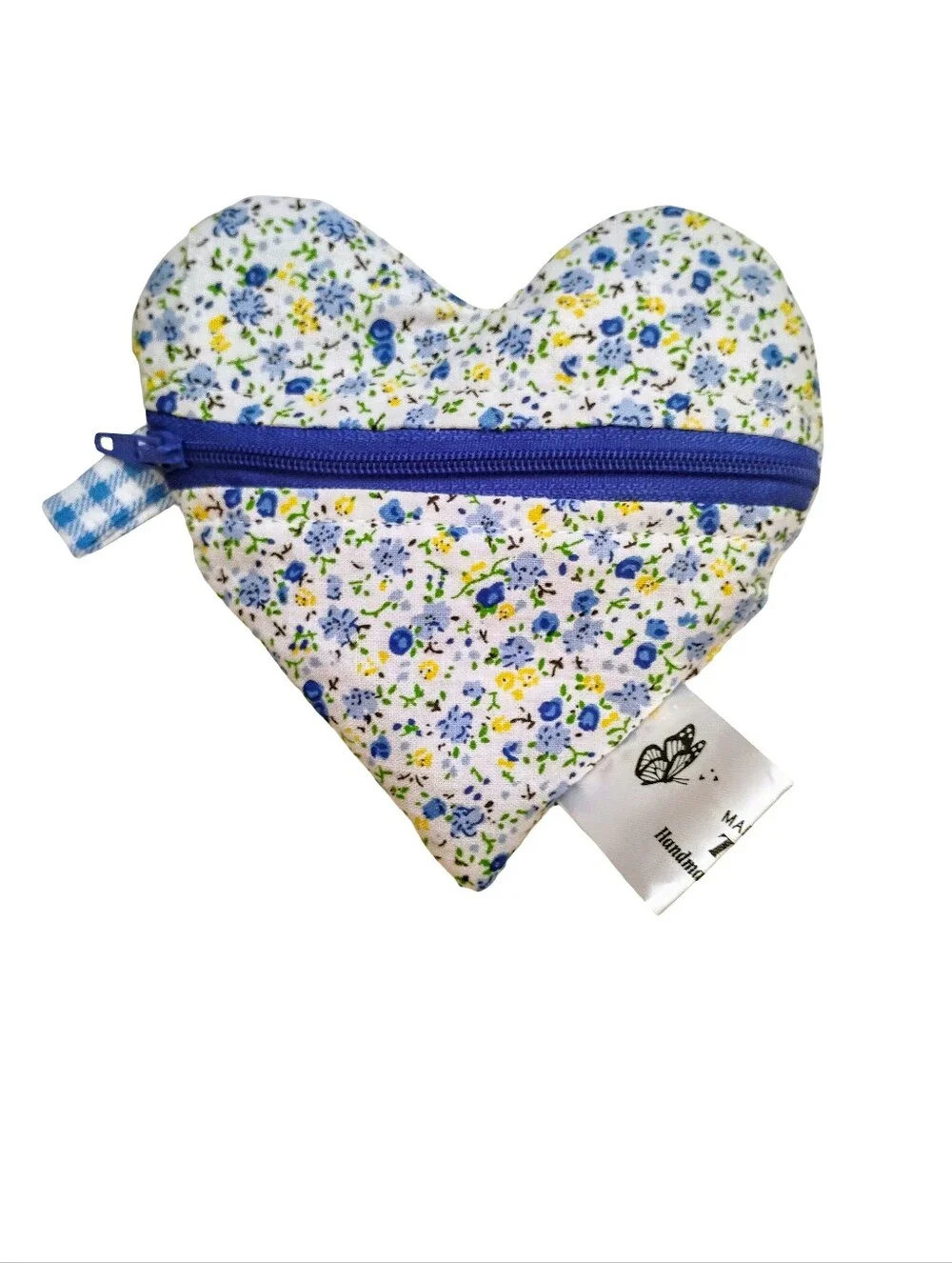 2 Heart Shaped Zip Pouches Handmade